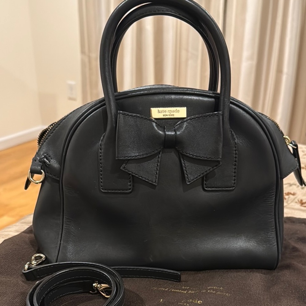 Kate Spade Black Leather Bow Satchel